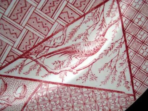 STAFFORDSHIRE Aesthetic Red Transferware Plate ~ Floris Ligna 1885