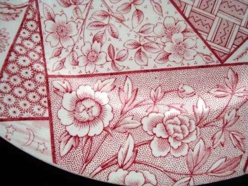 STAFFORDSHIRE Aesthetic Red Transferware Plate ~ Floris Ligna 1885