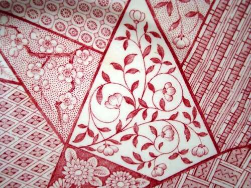 STAFFORDSHIRE Aesthetic Red Transferware Plate ~ Floris Ligna 1885