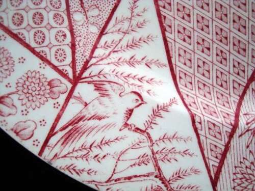 STAFFORDSHIRE Aesthetic Red Transferware Plate ~ Floris Ligna 1885
